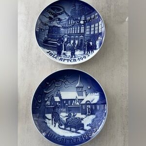 Bing & Grøndahl Denmark Christmas Plates 1992 & 1993 Jule After B&G Pair
